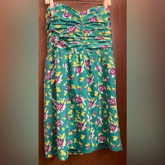 GAP Women Strapless Green Floral Dress Sz-18 - Picture 1 of 9